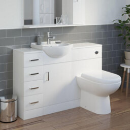 Affine Back To Wall Toilet & Vanity Unit With Basin Sink 4 Drawer Cabinet Unit Cistern Bathroom Furniture 1165mm - thumbnail 2