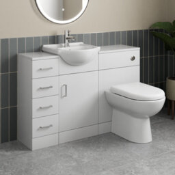 Affine Back To Wall Toilet & Vanity Unit With Basin Sink 4 Drawer Cabinet Unit Cistern Bathroom Furniture 1165mm - thumbnail 1