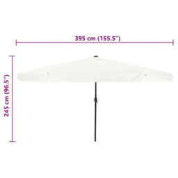 Berkfield Modern Garden Parasol White, Black 395 X 395 X 245 Cm Polyester, Steel - thumbnail 8