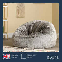 icon Fluffy Giant Bean Bag Chair Adult - Grey With Bean Bag Filling - thumbnail 5