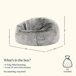 icon Fluffy Giant Bean Bag Chair Adult - Grey With Bean Bag Filling - thumbnail 6