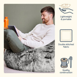 icon Fluffy Giant Bean Bag Chair Adult - Grey With Bean Bag Filling - thumbnail 4