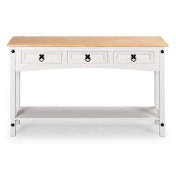White 3-Drawer Console Table Solid Pine Wax - thumbnail 1