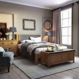 Broadway Oak 6Ft Super King Size Bed Frame With Fabric Headboard - By Roseland Furniture - thumbnail 3