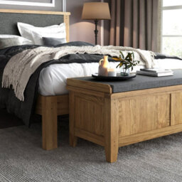 Broadway Oak 6Ft Super King Size Bed Frame With Fabric Headboard - By Roseland Furniture - thumbnail 2