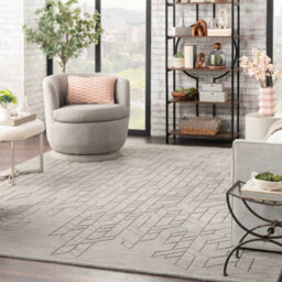 Grey Geometric Modern Wool Rug For Living Room Bedroom & Dining Room-236Cm X 297Cm - thumbnail 2