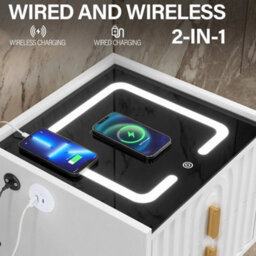 Modern Led Bedside Table With 2 Drawers Bedside Cabinet - thumbnail 3
