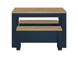 Birlea Highgate Dining Table & Bench Set Navy Blue & Oak - thumbnail 5