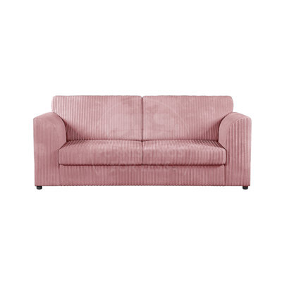 Furnishings For Less UK Luxor Jumbo Cord Fabric 3 Seater Sofa - Fullback Pink