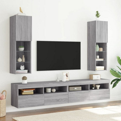 Berkfield Tv Cabinets With Led Lights 2 Pcs Grey Sonoma 30.5X30X102 Cm - image 1