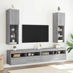 Berkfield Tv Cabinets With Led Lights 2 Pcs Grey Sonoma 30.5X30X102 Cm - thumbnail 1