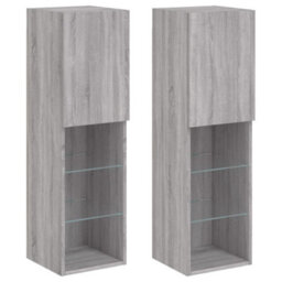 Berkfield Tv Cabinets With Led Lights 2 Pcs Grey Sonoma 30.5X30X102 Cm - thumbnail 2