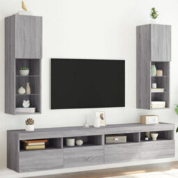 Berkfield Tv Cabinets With Led Lights 2 Pcs Grey Sonoma 30.5X30X102 Cm - thumbnail 3