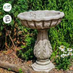 Classic Leaf Design Stone Birdbath - thumbnail 3