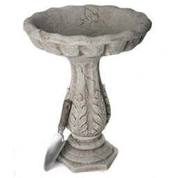Classic Leaf Design Stone Birdbath - thumbnail 4