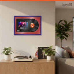 "AK Frames 25X17"" Purple Classic Vinyl Record Frame With Crimson Mount For 12 Inch Lp Cover & Disc - Overlapped Design" - thumbnail 5