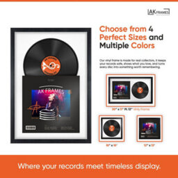 "AK Frames 25X17"" Purple Classic Vinyl Record Frame With Crimson Mount For 12 Inch Lp Cover & Disc - Overlapped Design" - thumbnail 4