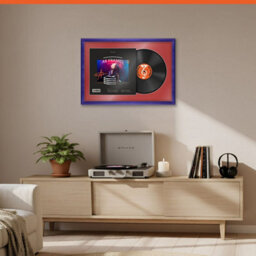 "AK Frames 25X17"" Purple Classic Vinyl Record Frame With Crimson Mount For 12 Inch Lp Cover & Disc - Overlapped Design" - thumbnail 8