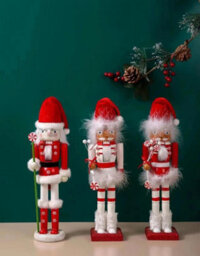 Shatchi 38Cm Wooden Santa Nutcrackers Soldiers Christmas Ornament 3Pcs Set - thumbnail 4