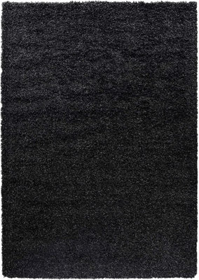 Modern Extra Large Small Soft 5Cm High Pile Shaggy Non Slip Bedroom Living Room Carpet Runner Area Rug - Anthracite 80 X 150 Cm - image 1