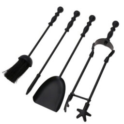 AB Tools 5Pc Caged Fireside Fireplace Companion Set Brush Poker Shovel Tongs Burner - thumbnail 4