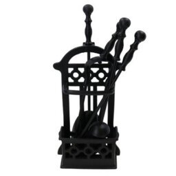 AB Tools 5Pc Caged Fireside Fireplace Companion Set Brush Poker Shovel Tongs Burner - thumbnail 2