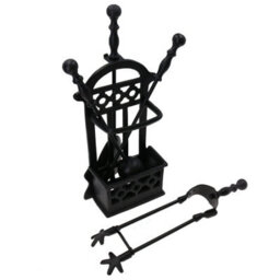 AB Tools 5Pc Caged Fireside Fireplace Companion Set Brush Poker Shovel Tongs Burner - thumbnail 3