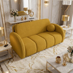 Viva Comfy Iv Mustard Sofa Bed With Storage Compartment Particle Board Metal Legs Wooden Frame 172X103X85Cm