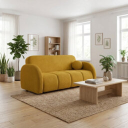 Viva Comfy Iv Sofa Bed With Storage Compartment Particle Board Metal Legs Wooden Frame 172X103X85Cm Mustard - thumbnail 3