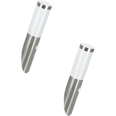 2 Pack Ip44 Outdoor Wall Lights With Motion Sensor - Stainless Steel 12W E27 - image 1