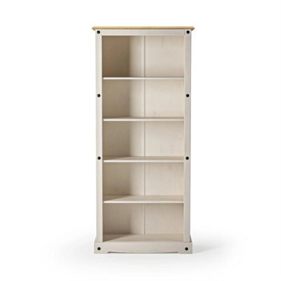 White Solid Pine Tall Bookcase Living Room - image 1