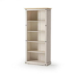 White Solid Pine Tall Bookcase Living Room - thumbnail 2
