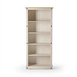 White Solid Pine Tall Bookcase Living Room