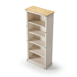 White Solid Pine Tall Bookcase Living Room - thumbnail 3