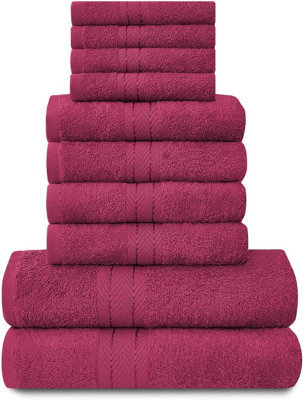 Gaveno Cavailia 10 Piece Toronto Towel Bale Set Deep Red Premier Super Soft And Quick Obsorbent Bath Towel - image 1