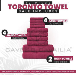 Gaveno Cavailia 10 Piece Toronto Towel Bale Set Deep Red Premier Super Soft And Quick Obsorbent Bath Towel - thumbnail 2