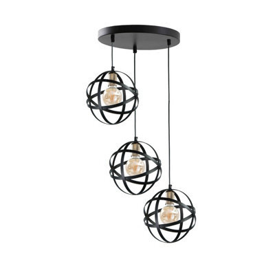 Luminosa Lighting Luminosa Pola Cluster Pendant Ceiling Light Black, Gold, 35Cm, 3X E27