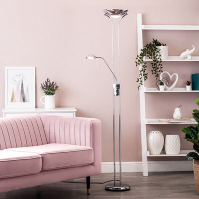 Litecraft Mother & Child Polished Chrome Dimmable Floor Lamp 2 Arm With Bulbs - image 1