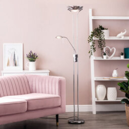 Litecraft Mother & Child Polished Chrome Dimmable Floor Lamp 2 Arm With Bulbs - thumbnail 1