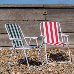 Harbour Housewares Folding Metal Beach Chairs - Blue/red Stripe - Pack Of 4 - thumbnail 6