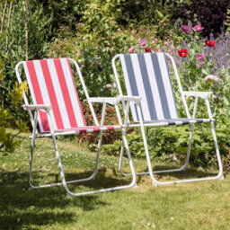 Harbour Housewares Folding Metal Beach Chairs - Blue/red Stripe - Pack Of 4 - thumbnail 7