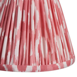Luminosa Lighting Luminosa Santiago Brushed Aged Brass Plate Wall Light With Coral Pink Fabric Ikat Shade 16Cm B22 - thumbnail 6