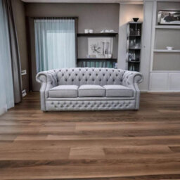 Chesterfield 3 Seater Sofa Gleneagles Plain Silver Fabric In Buckingham Style - thumbnail 4