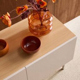 Sweeek - Tv Stand Metal With Wood Decor 4 Doors 180 Cm Beige And Natural - Ashton - thumbnail 8
