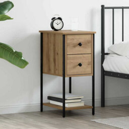 Berkfield Modern Bedside Cabinet With Drawer Artisan Oak Engineered Wood - thumbnail 2