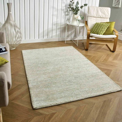 Melrose Soft Textured Green Distressed Look Design Small Indoor Area Rug 080/150Cm - image 1