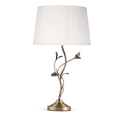 Lighting Supermarket Leaf Antique Brass Table Lamp With Ivory Pleat Shade - image 1