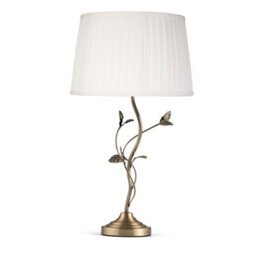 Lighting Supermarket Leaf Antique Brass Table Lamp With Ivory Pleat Shade - thumbnail 1