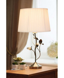 Lighting Supermarket Leaf Antique Brass Table Lamp With Ivory Pleat Shade - thumbnail 7