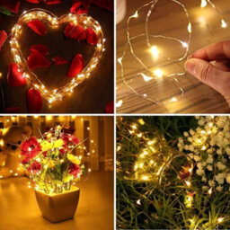 Shatchi 4M Long 40 Warm White Led Lights Micro Rice Silver Copper Wire Indoor Battery Operated String Fairy Lights Christmas - thumbnail 2